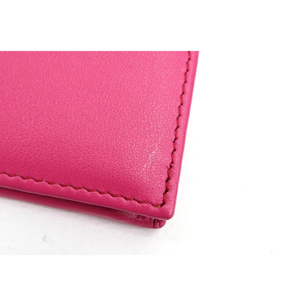 Salvatore Ferragamo Bi fold Wallet Pink Leather Compact Salvatore - Picture 8 of 9